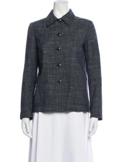 Pre-owned Dior Tweed Pattern Blazer In Blue
