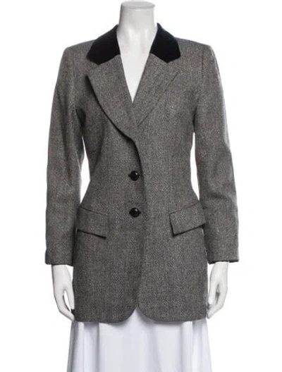 Pre-owned Dior Tweed Pattern Blazer In Grey
