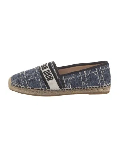 Pre-owned Dior Tweed Pattern Espadrilles In Blue