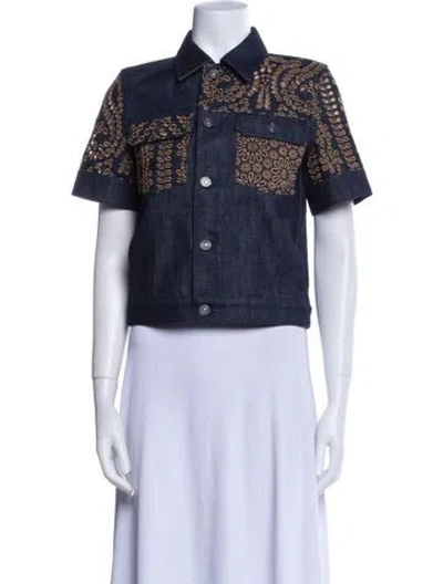 Pre-owned Dior Tweed Pattern Jacket In Blue