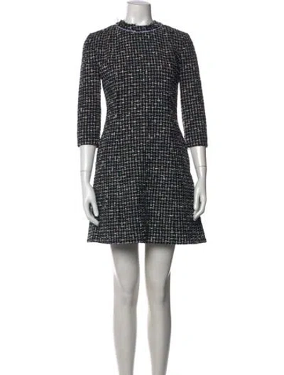 Pre-owned Dior Tweed Pattern Mini Dress In Black