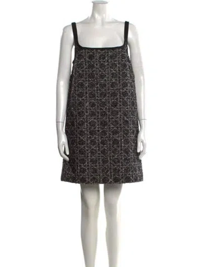 Pre-owned Dior Tweed Pattern Mini Dress W/ Tags In Black