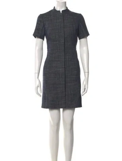 Pre-owned Dior Tweed Pattern Mini Dress W/ Tags In Blue