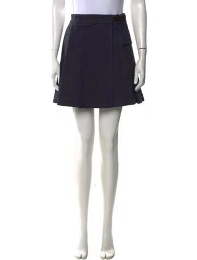 Pre-owned Dior Tweed Pattern Mini Skirt In Blue