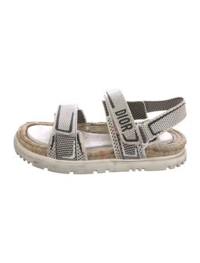 Pre-owned Dior Tweed Pattern Slingback Sandals In White