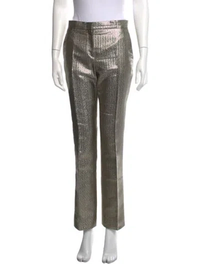 Pre-owned Dior Tweed Pattern Straight Leg Pants In Gold/metallic