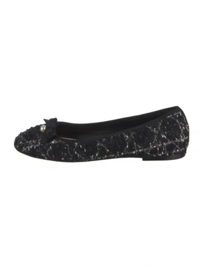 Pre-owned Dior Tweed Tweed Pattern Ballet Flats In Black