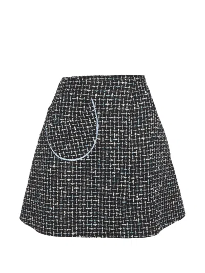 Pre-owned Dior Tweed Wrap Mini Skirt In Black