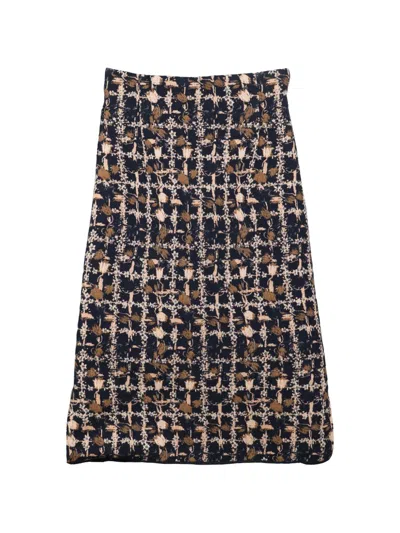 Pre-owned Dior Tweed-effect Midi Skirt In Black