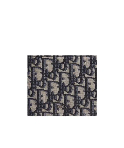 Dior Twill Jacquard Small Purse In Gray