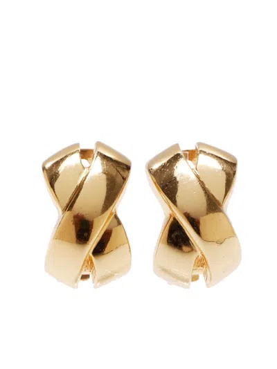 Pre-owned Dior Twist Clip-on Earrings In Gold