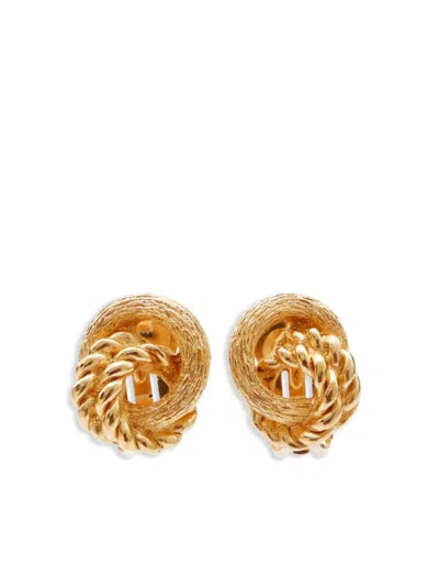 Pre-owned Dior Twist Clip-on Earrings In Gold