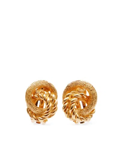 Pre-owned Dior Twist Clip-on Earrings In Gold