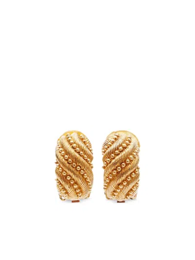 Pre-owned Dior Twist-detail Clip-on Earrings In Gold