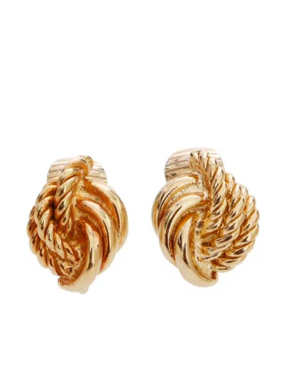 Pre-owned Dior Twisted Clip-on Earrings In 金色