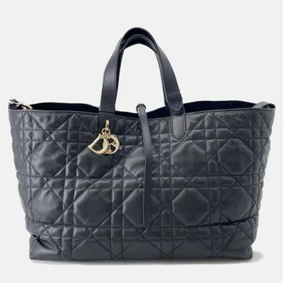 Pre-owned Dior Two Jules Tote Bag Black Calf Leather Size Large