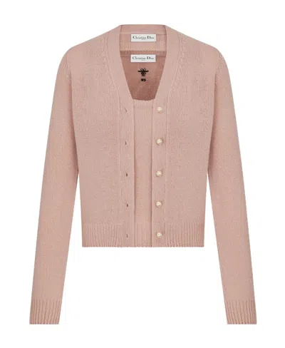 Dior Two-piece Combined Rib Sweater In Pink