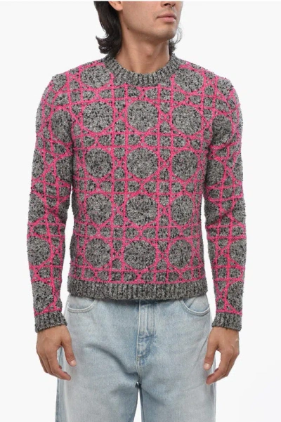 Dior Two-tone Lurex Crew-neck Sweater In Pink
