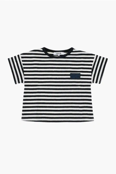 Dior Two-tone Lurex Striped Crew-neck T-shirt In Multi