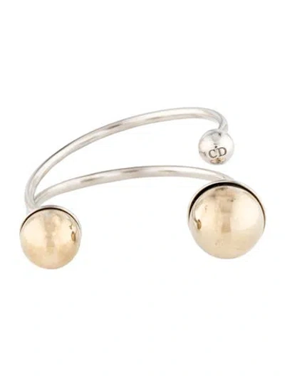 Pre-owned Dior Two-tone Cuff Bracelet, 6.25" In Multicolor