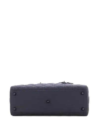 Pre-owned Dior Ultra Matte Lady  Bag Cannage Quilt Calfskin Large Satchel In Black