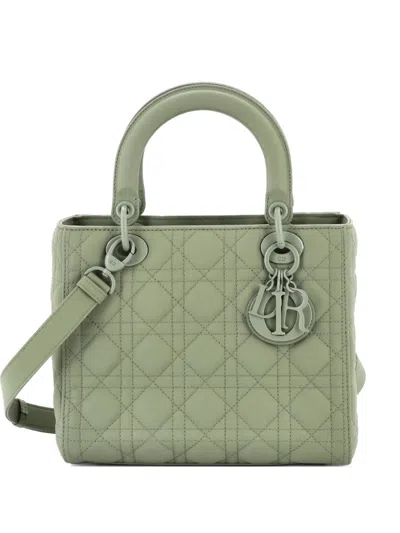 Pre-owned Dior Ultra Matte Lady  Bag Cannage Quilt Calfskin Medium Satchel In Green