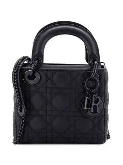Pre-owned Dior Ultra Matte Lady  Chain Bag Cannage Quilt Calfskin Mini Shoulder Bag In Black