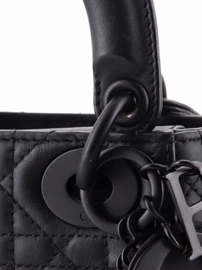 Pre-owned Dior Ultra Matte Lady  Chain Bag Cannage Quilt Calfskin Mini Shoulder Bag In Black