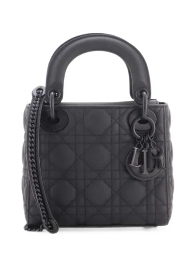 Pre-owned Dior Ultra Matte Lady  Chain Bag Cannage Quilt Calfskin Mini Shoulder Bag In Black