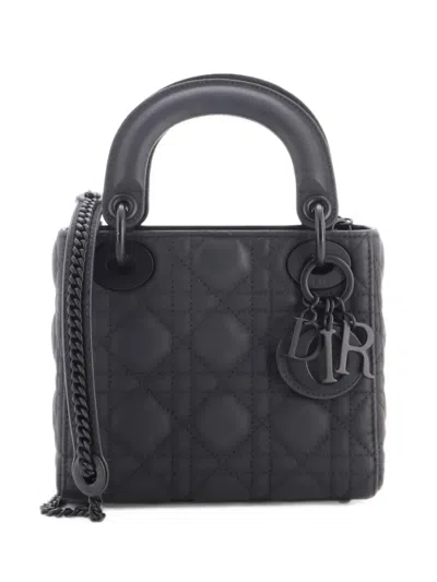 Pre-owned Dior Ultra Matte Lady  Chain Bag Cannage Quilt Calfskin Mini Shoulder Bag In Black