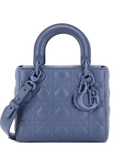 Pre-owned Dior Ultra Matte My Abc Lady  Bag Cannage Quilt Calfskin Shoulder Bag In Blue