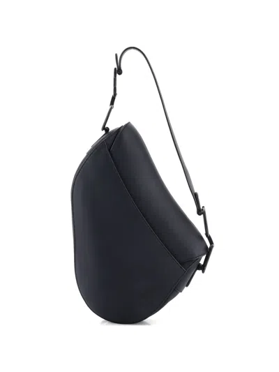 Pre-owned Dior Ultra Matte Saddle Handbag Leather Medium Shoulder Bag In Black