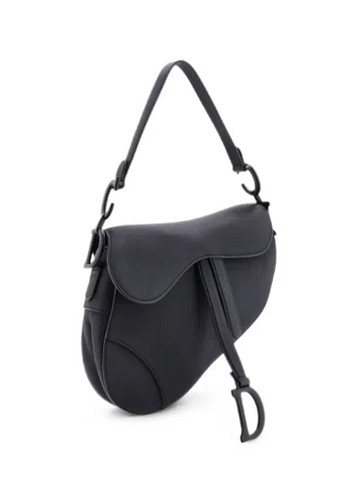 Pre-owned Dior Ultra Matte Saddle Handbag Leather Medium Shoulder Bag In Black