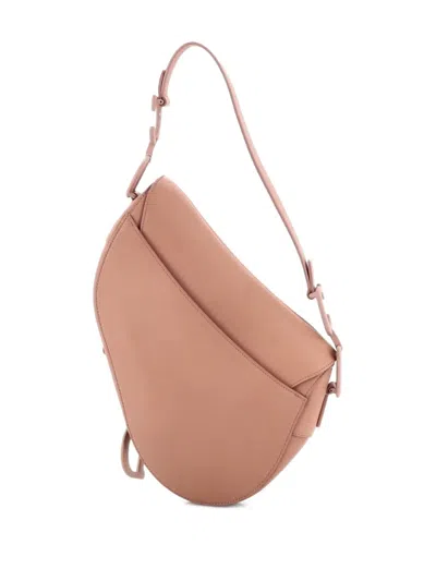 Pre-owned Dior Ultra Matte Saddle Handbag Leather Medium Shoulder Bag In Neutral