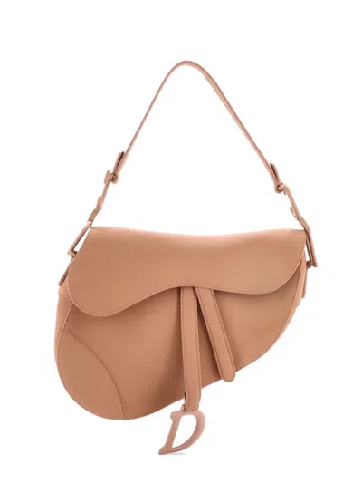 Pre-owned Dior Ultra Matte Saddle Handbag Leather Medium Shoulder Bag In Neutral