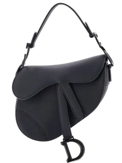 Pre-owned Dior Ultra Matte Saddle Handbag Leather Mini Shoulder Bag In Black