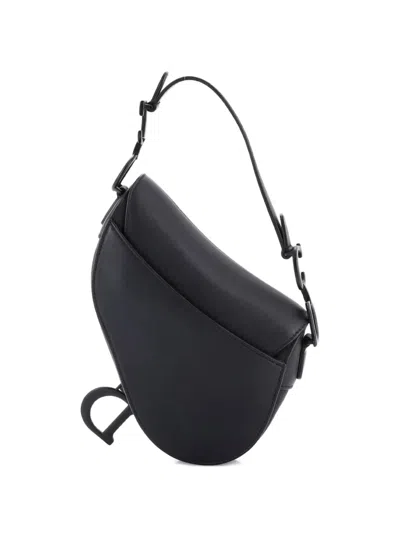 Pre-owned Dior Ultra Matte Saddle Handbag Leather Mini Shoulder Bag In Black