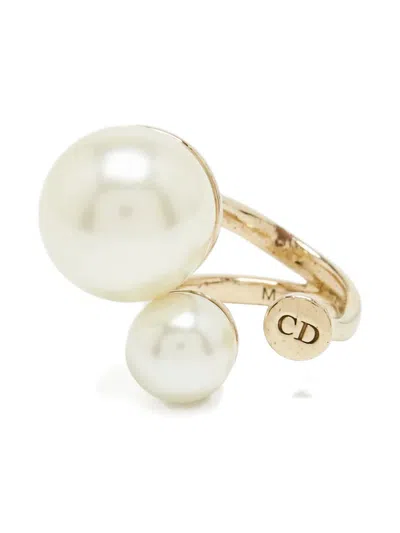 Pre-owned Dior Ultra Faux-pearl Ring In Gold