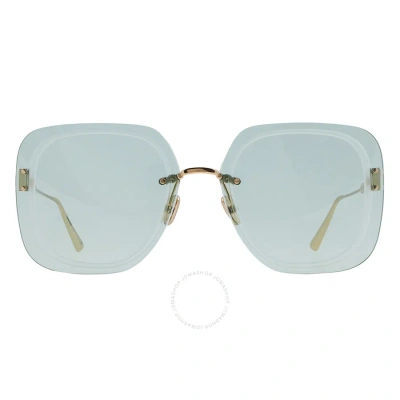 Dior Ultra Green Square Ladies Sunglasses Cd40031u 10n 65 In Gold / Green