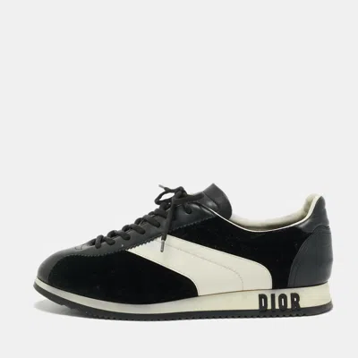 Pre-owned Dior Un Size 41 Black Leather And Velvet Lace Up Sneakers