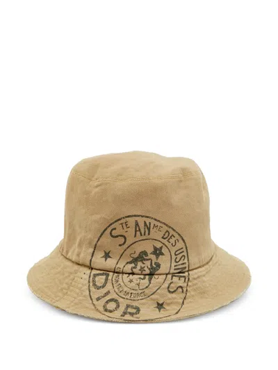 Pre-owned Dior Union Printed Bucket Hat In Neutrals