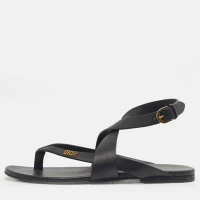 Pre-owned Dior Up Flat Sandals Size 38.5 In Black
