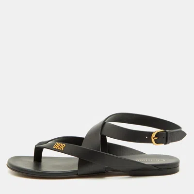 Pre-owned Dior Up Flat Thong Sandals Size 38 In Black