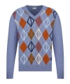Dior Argyle V Neck Sweater With Long Sleeves In Purple