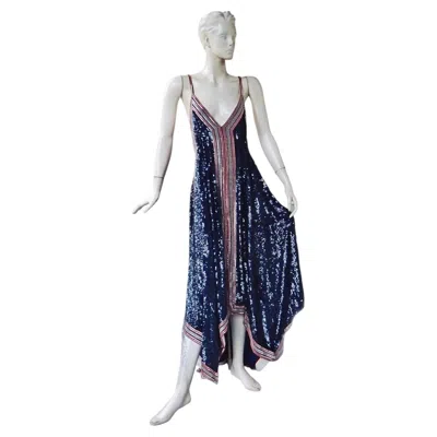Pre-owned Dior Valentino Runway Inspired Art Deco Beaded Handkerchief Hem Evening Dress Gown In Black