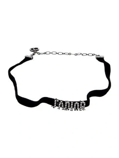 Pre-owned Dior Velvet & Crystal J'a Choker Necklace, 14.5" In Multicolor