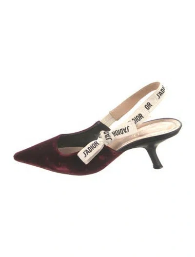Pre-owned Dior Velvet Bow Accents Slingback Pumps In Red
