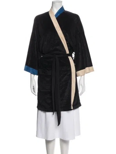 Pre-owned Dior Velvet Colorblock Pattern Robe In Black