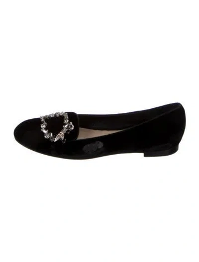 Pre-owned Dior Velvet Crystal Embellishments Loafers In Black