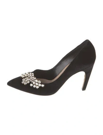 Pre-owned Dior Velvet Crystal Embellishments Pumps In Black